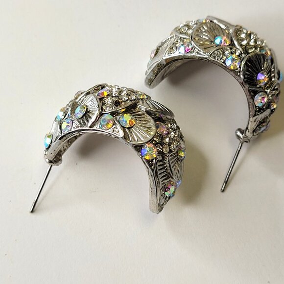 Silver Earrings with Aurora Borealis crystals - Picture 10 of 13